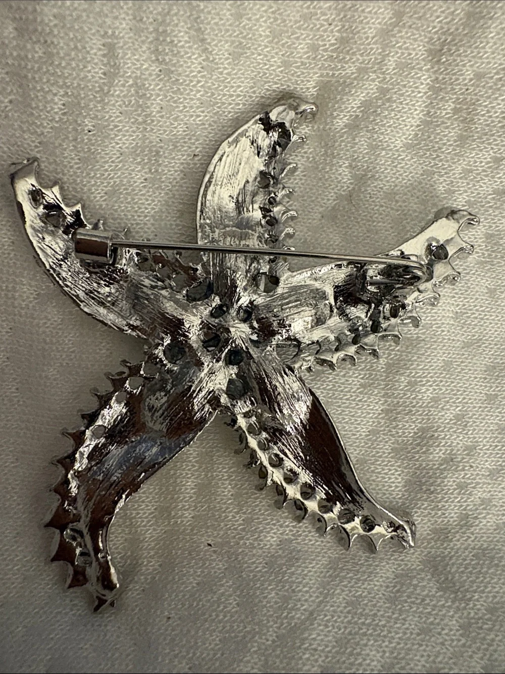 Multicolor Crystal Starfish Brooch with Navy Centerstones